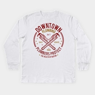 Downtown Plumbing Plumbers Protect The Health Of The Nation Kids Long Sleeve T-Shirt